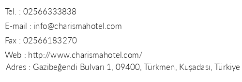 Charisma De Luxe Hotel telefon numaralar, faks, e-mail, posta adresi ve iletiim bilgileri